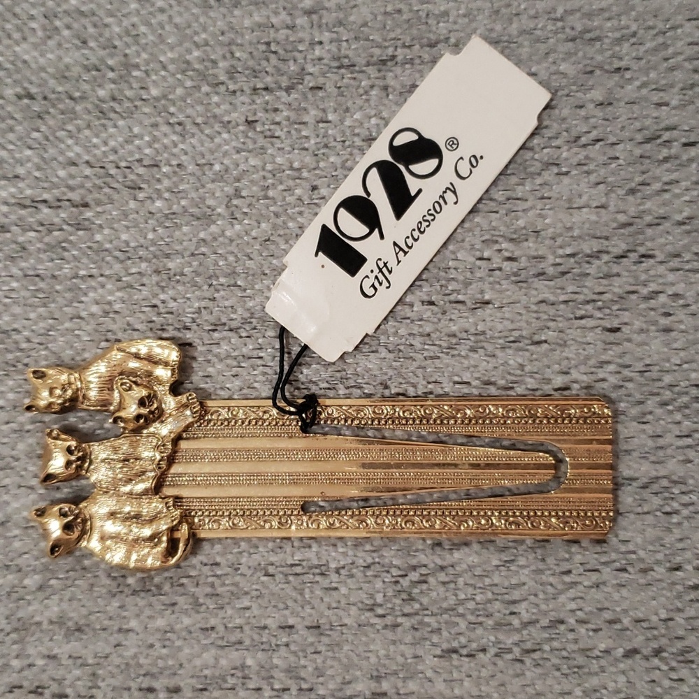 1928 Brand 4 Cats/Kittens Gold Tone Bookmark - Picture 3 of 4